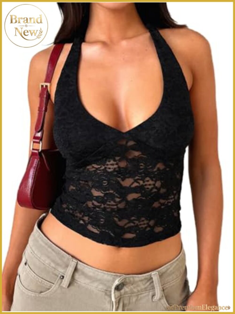 Lace Halter Top Women's Backless Crop Tank Rave Festival
